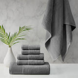 Beautyrest Nuage Glam/Luxury Cotton Tencel Blend Antimicrobial 6 Piece Towel Set BR73-3753 Charcoal