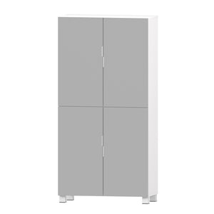 English Elm 8 Tier Shoe Cabinet with Mirrored Door, 32-Pair Organizer, Space-Saving MDF Storage for Entryway W3128P281588