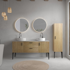 English Elm Emilia 60 Inch Freestanding Oak Vanity with Ceramic Sink and Soft Close Drawers W1865S00207