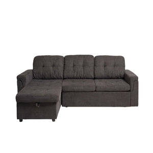 English Elm Upholstered L-Shaped Sleeper Sofa with Reversible Storage, Pull-Out Bed & Breathable Flannel Finish W3138S00001