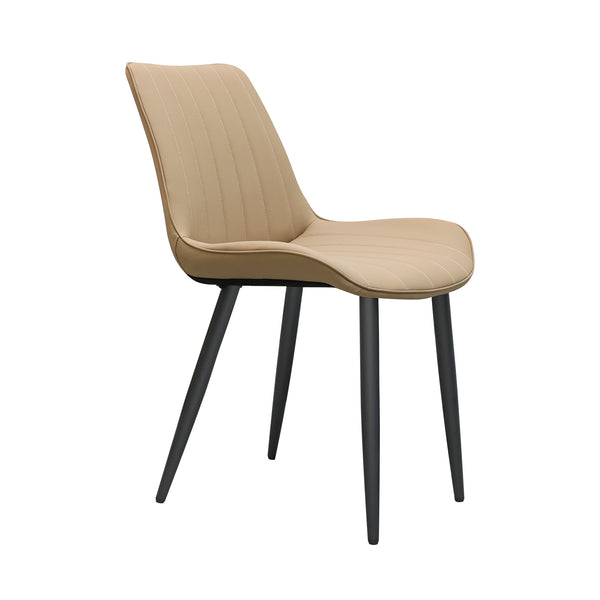 English Elm Khaki Pu Leather Dining Chairs Set Of 6 - Modern Wave Pattern, Metal Legs For Style & Comfort T3967P383974