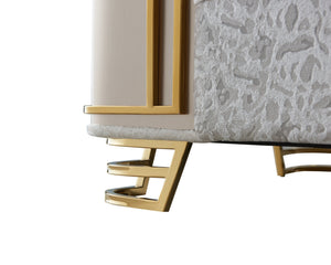 English Elm Chateau Cream Upholstered Sofa and Loveseat Set with Gold Steel Legs for Formal Rooms B009S02178