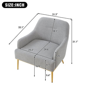 English Elm Modern Chenille Armchair with Curved Back Gold Legs Plush Accent Seat for Any Room Grey N763P360684E