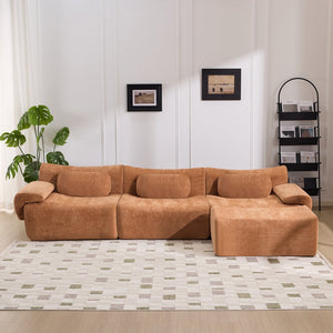 English Elm Modular Chenille Deep Seat Sectional Sofa with Bamboo Frame for Living Room Lounge Orange W1829S00070