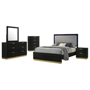 English Elm Sophia 5-Piece Eastern King Bedroom Set With Led Lighting, Plush Upholstered Headboard & Storage Solutions B062S01069-GIGA
