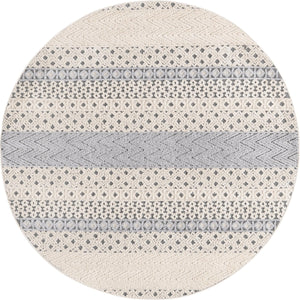 Unique Loom Arlo Matti Machine Made Striped Rug Sandy Beige, Beige/Gray 7' 1" x 7' 1"