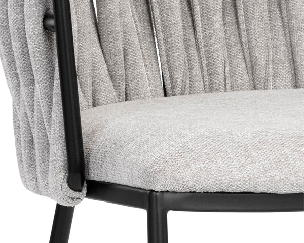 Sunpan SARAI Dining Armchair - Modern Woven Backrest, Heather Grey Upholstery & Durable Steel Frame 106187