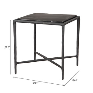 Zuo Modern Cloe Side Table Black - Modern Recycled Glass Design For Stylish Living Room & Bedroom Decor Black Recycled Sand Cast Glass,Aluminum 110619-zuo-modern