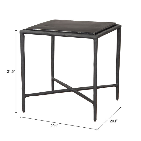 Zuo Modern Cloe Side Table Black - Modern Recycled Glass Design For Stylish Living Room & Bedroom Decor Black Recycled Sand Cast Glass,Aluminum 110619-zuo-modern