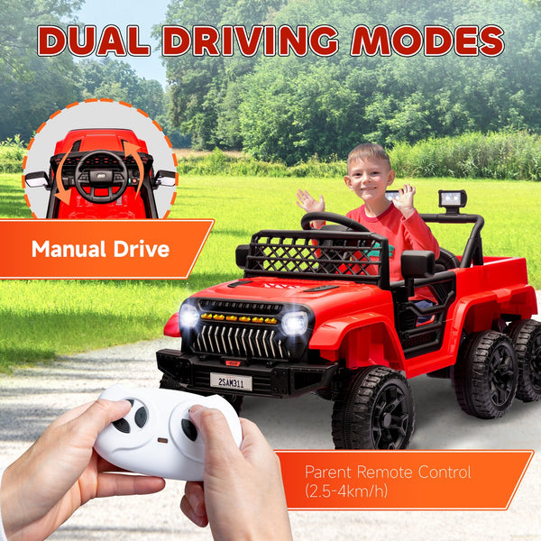 English Elm Qaba 12v Four Motor Kids Electric Ride on Truck with Trailer and Parent Remote Red W2225P249884