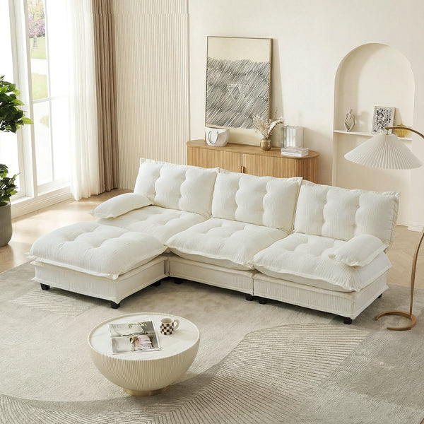 English Elm 107" Modular Cloud Sectional Sofa Deep Seat Chenille Couch for Living Room W714S01678