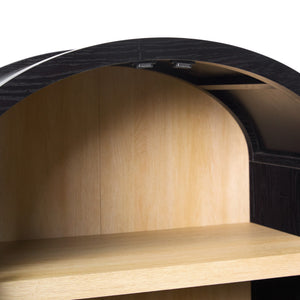 English Elm Walker Edison - Modern 5 Shelf Arched Tall Bookcase with Tempered Glass Doors, MDF Durability, Sleek Metal Handles, Showcase Pieces in Living and Office Spaces Black 72.31 L x 19.01 W x 15 H B185S00024