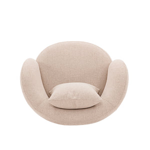 English Elm Siri Upholstered Lounge Chair Wheat — Pine Frame, Linen Weave, High-Density Foam, Accent Pillow, 440lb Capacity B365P398030