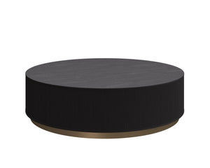 Sunpan Kalla Coffee Table - Elegant Oak Design with Vertical Reeding and Brushed Gold Steel Base for Style Charcoal