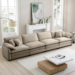 English Elm Corduroy Sofa - Stylish 4-Seater Upholstered Comfort For Modern Living Rooms & Offices, Easy Care! W714S00720