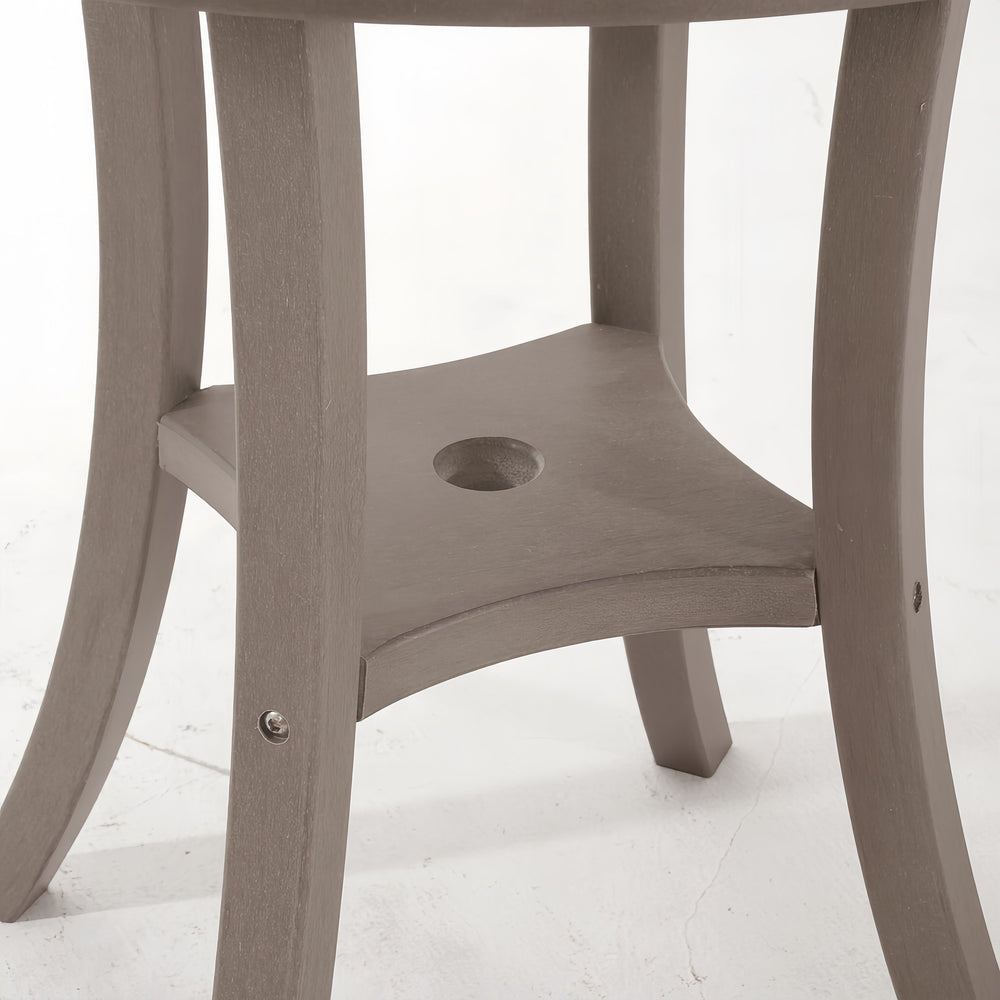 English Elm 3-Piece HDPE Outdoor Dining Set with Round Table and 2 Armless Chairs, Weatherproof Compact Bistro Antique Dark Oak W3566S00021