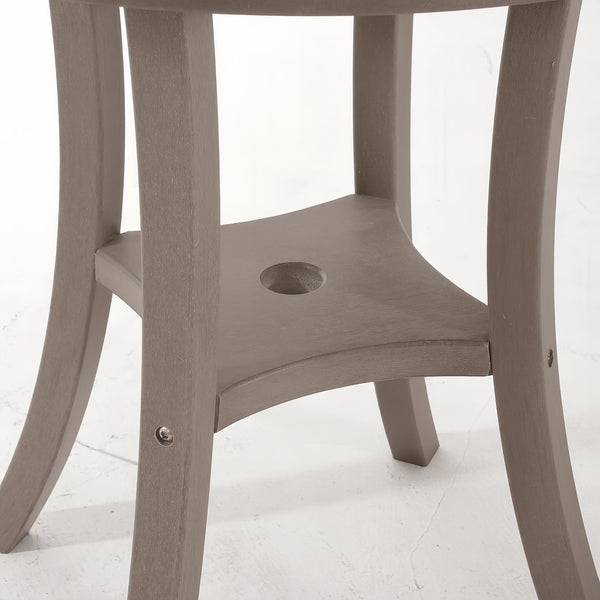 English Elm 3-Piece HDPE Outdoor Dining Set with Round Table and 2 Armless Chairs, Weatherproof Compact Bistro Antique Dark Oak W3566S00021