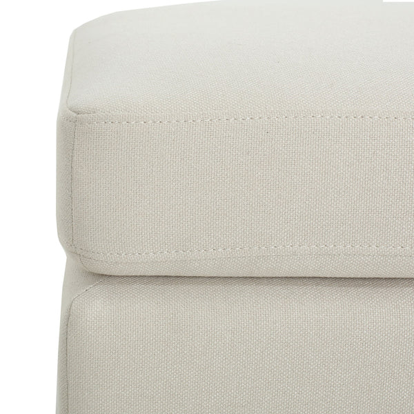 English Elm Upholstered Compact Ottoman with Birch Legs Padded Footrest for Living Room Decor Beige N757P377351I