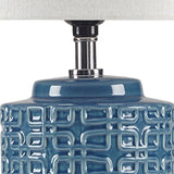 INK+IVY Jayda Modern/Contemporary Geometric Ceramic Table Lamp II153-0106 Blue