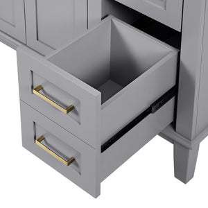 English Elm 36" Gray Modern Bathroom Vanity with Ceramic Sink, Solid Wood Frame, Soft-Close Doors & 4 Drawers N729P253935E