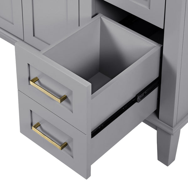 English Elm 36" Gray Modern Bathroom Vanity with Ceramic Sink, Solid Wood Frame, Soft-Close Doors & 4 Drawers N729P253935E