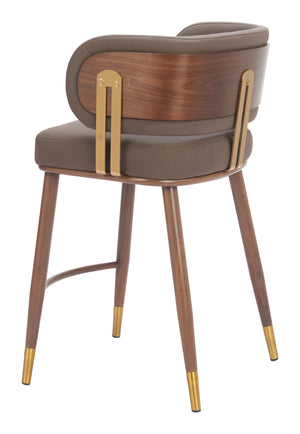 Zuo Modern Brew Counter Stool In Brown & Walnut - Stylish Faux Leather Design For Modern Bars & Interiors Brown 100% Polyurethane,Plywood,Steel 110825-zuo-modern