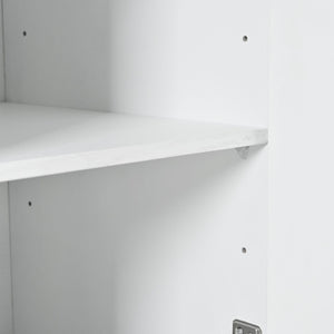 English Elm Creative Carved 4-Door Sideboard with Push-to-Open Design, MDF & Solid Wood Buffet Cabinet White W2696P279975