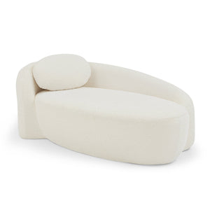 English Elm Modern Oval Boucle Lounge Chair Sculptural Integrated Armrest for Bedroom Living Room Beige W487P456129