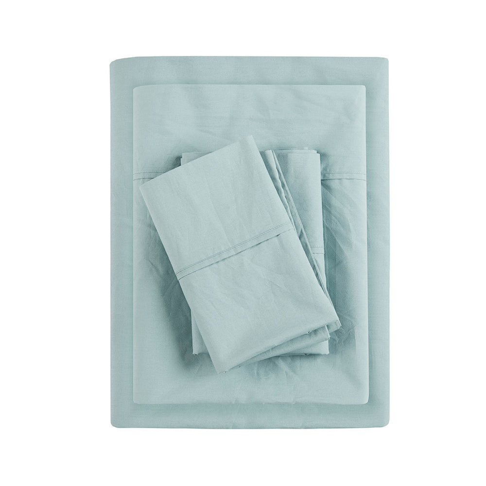 JLA Home Madison Park - 200 Breathable Cotton Percale Sheet Set — 200TC Lightly Brushed, Cool, Hypoallergenic Hotel-Quality Comfort Aqua MP20-5416
