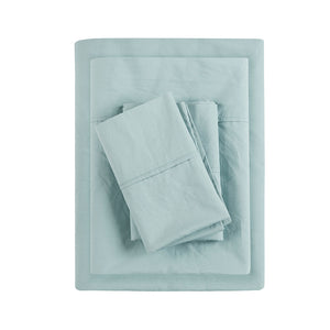 JLA Home Madison Park - 200 Breathable Cotton Percale Sheet Set — 200TC Lightly Brushed, Cool, Hypoallergenic Hotel-Quality Comfort Aqua MP20-5416