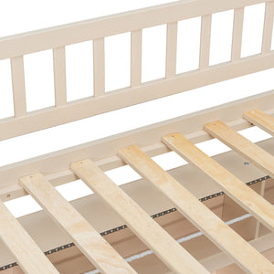 English Elm Full Xl Over Queen Bunk Bed Pinewood Frame with Led Lights Shelving Pegboard Beige LT000279AAA