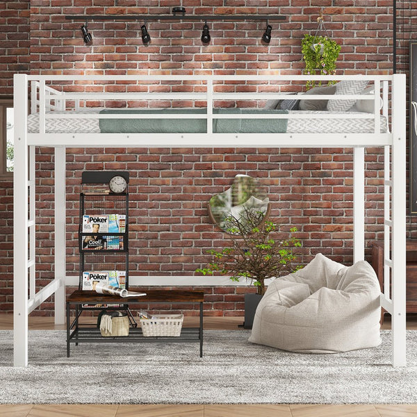 English Elm Twin Xl Solid Pine Loft Bed with Built-in Led Lighting and Storage Shelves W1580S00570