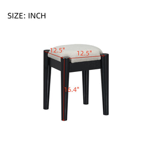 English Elm 39" Retro Bohemian Makeup Vanity Set with Rattan Drawers, USB Charging Port, Cushioned Stool, 4-Drawer Storage Black 44.1 L x 18.75 W x 10.5 H N733P180011B