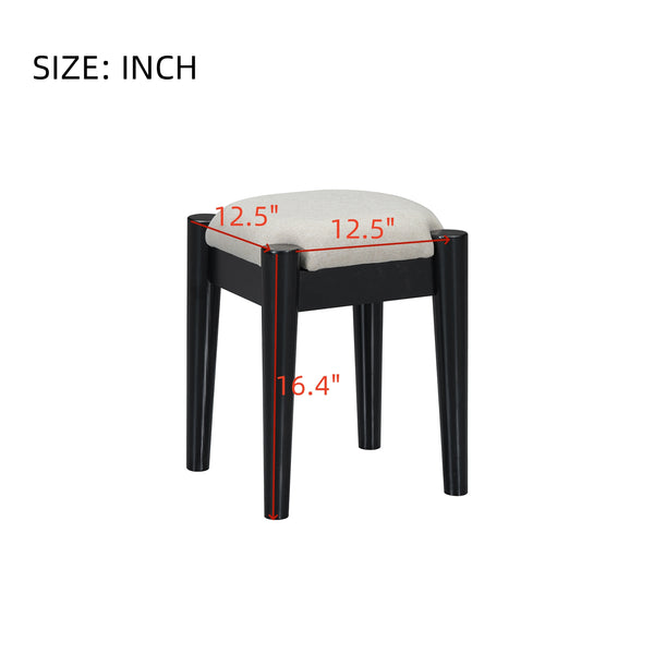 English Elm 39" Retro Bohemian Makeup Vanity Set with Rattan Drawers, USB Charging Port, Cushioned Stool, 4-Drawer Storage Black 44.1 L x 18.75 W x 10.5 H N733P180011B