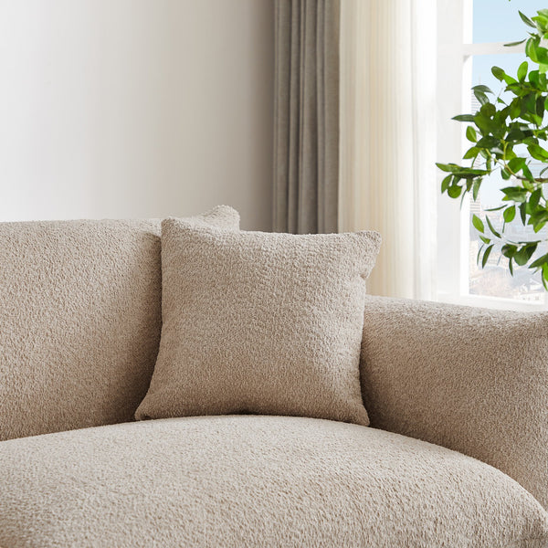 English Elm Oversized Sherpa Loveseat Sofa with Metal Legs and Solid Wood Frame, Plush 3-Seater with Pillows Camel W3817S00001