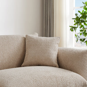 English Elm Oversized Sherpa Three Seat Sofa Solid Wood Frame Tapered Metal Legs with Throw Pillows W3817S00003