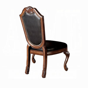 English Elm Black Black and Cherry Side Chair with Nailhead Trim Set of 2 — Armless Faux Leather Dining Chairs, Padded Comfort and Elegant Cherry Finish B062P215487