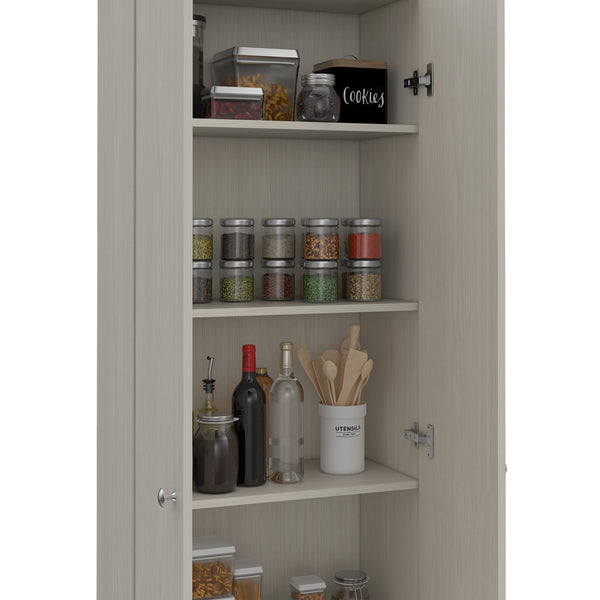 English Elm Virginia Double Door Storage Cabinet with Five Shelves for Kitchen Garage Mudroom Organization and Style White 77 L x 17 W x 5 H B128P148983