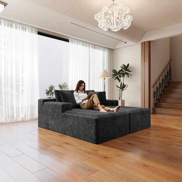 English Elm 70.8*68.9"modular Sectional Sofa with Reversible Chaise in Plush Corduroy for Apartments W3819S00109