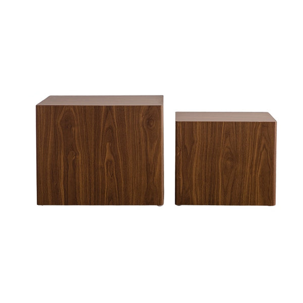 English Elm Set of 2 Cube Nesting Tables Mdf Wood Grain Finish Compact Modern Living Room Accent W3158P395509