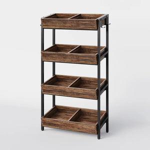 English Elm Stable Four Tier Produce Organizer Rack with Eight Angled Bins for Pantry Storage T3971P450579