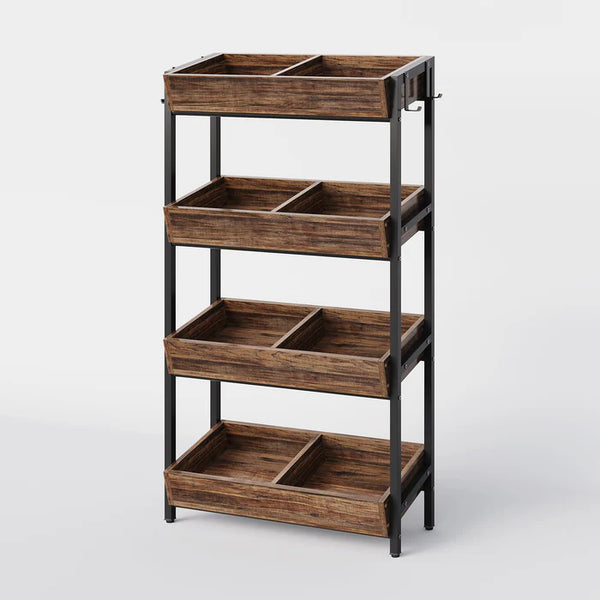 English Elm Stable Four Tier Produce Organizer Rack with Eight Angled Bins for Pantry Storage T3971P450579