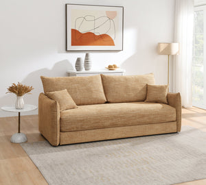 English Elm Cadie Mocha Chenille Sofa Bed with 2 Pillows — Tufted Full-Size Sleeper, Pocket Coil Comfort B2726S00569