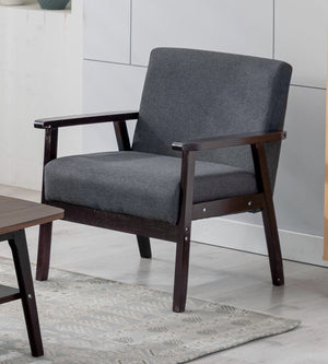 English Elm Bari Mid-century Modern Accent Chair Linen Upholstery Espresso Wood Arms Compact B2749P413364