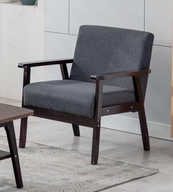 English Elm Bari Mid-century Modern Accent Chair Linen Upholstery Espresso Wood Arms Compact B2749P413364