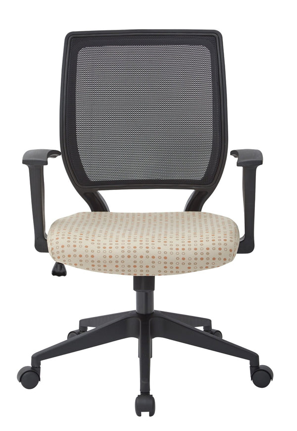 OSP Home Furnishings Screen Back Mesh Task Chair with Lumbar Support and T Arms for Home Office Use Luna EM51022N-K100