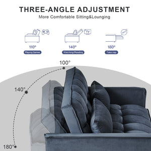 English Elm 3 Convertible Sleeper Sofa Bed Velvet Loveseat Futon with Pull-Out Bed, Adjustable Back, Storage Pockets Black W2121P179227