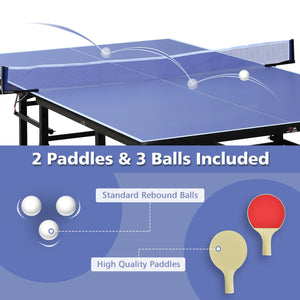 English Elm Double Fish Folding Mdf Table Tennis with Solo Practice Mode and 8 Locking Wheels W3087P251055