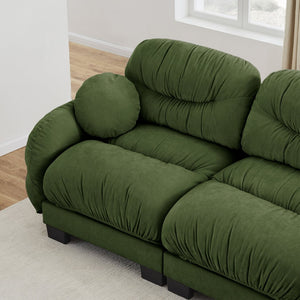 English Elm Pleated Chenille Modular Sofa with Ergonomic Foam Cushions and Sculptural Curved Armrests Green W5656S00052