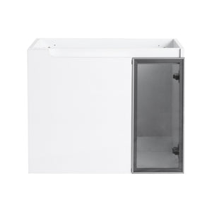 English Elm 24" Floating Bathroom Vanity Glossy White Plywood Cabinet with Grey Glass Doors W999P387157